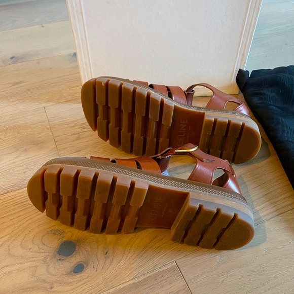 Rare Celine Brown Leather Fisherman Sandals Size 39 - Picture 4 of 5